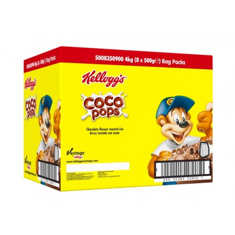 Grains de riz soufflés au goût chocolat coco pops 500 g x 8