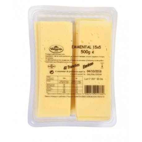 Emmental en tranches 45 % MG 500 g