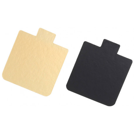 Carré en carton or-noir avec languette 70 x 70 mm x 200