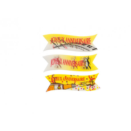 Banderole moyenne en azyme Joyeux Anniversaire musique 90 x 25 mm x 50