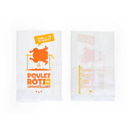 Sac poulet kraft blanc 260/ 35 + 35 x 420 mm x 500