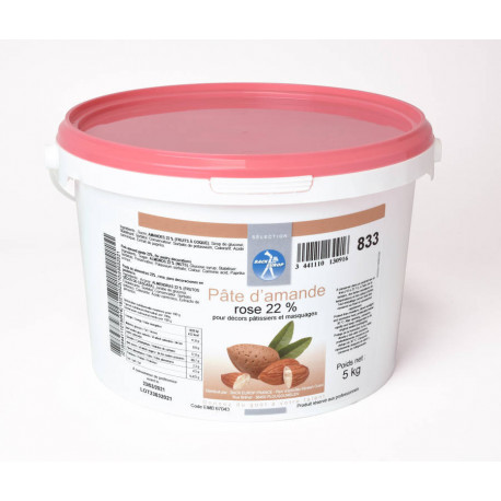 Pâte d'amande rose 22% pour décor 5 kg