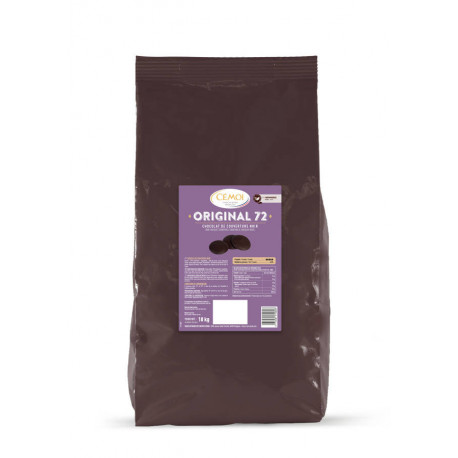 Chocolat de couverture noir 72 % en palets 10 kg