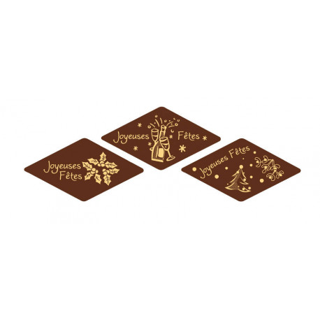 Losange en chocolat Joyeuses Fêtes 30 x 30 mm