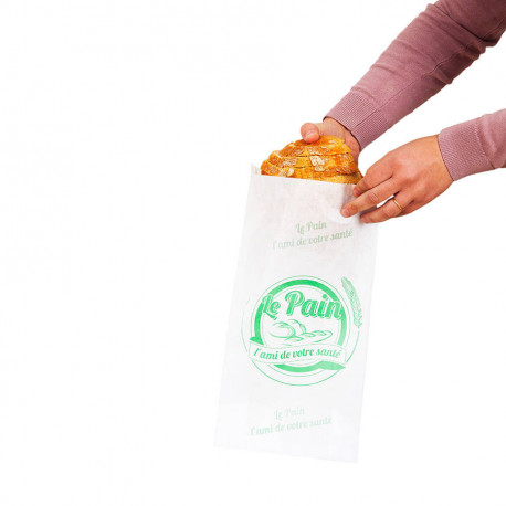 Sac à pain coupé 35 x 360 mm kraft blanc-vert x 250