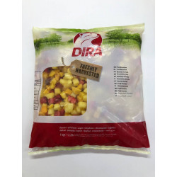 Brunoise de fruits, fraise, pêche, ananas et mangue en cube IQF 1 kg