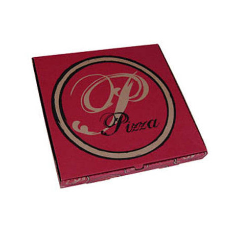 Boîte à pizza kraft brun 26 x 26 x 3,5 cm impression 2 couleurs x 100