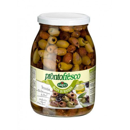 Olives dénoyautées huile extra vierge d¿olive et assaisonnés des plantes aromati