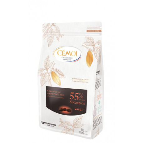 Chocolat de couverture noir 55 % en palets 5 kg