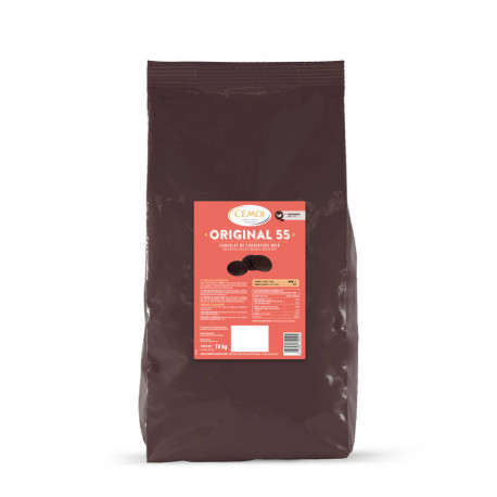 Chocolat de couverture noir 55 % en palets 10 kg