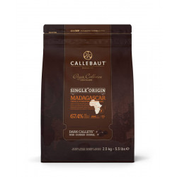 Chocolat de couverture noir Madagascar 67,4% cacao callets 2,5 kg