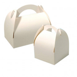 Boîte pâtissière à poignée blanche 10,5 x 10,5 x 4,5 cm x 50