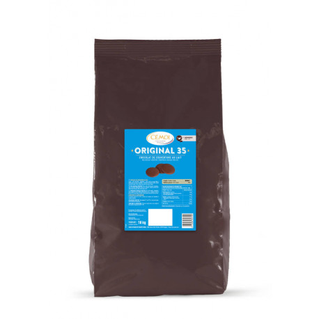 Chocolat de couverture lait 35% en palets 10 kg