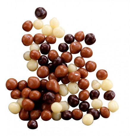 Crispies à base de riz extrudé blé,enrobée de chocolat noir, lait, blanc1.30 kg