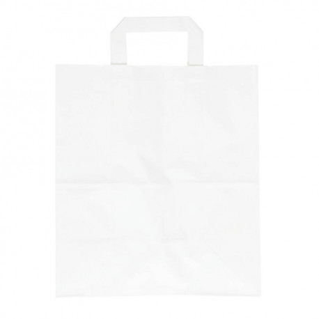 Sac cabas 140 x 290 mm kraft blanc poignée plate neutre x 250