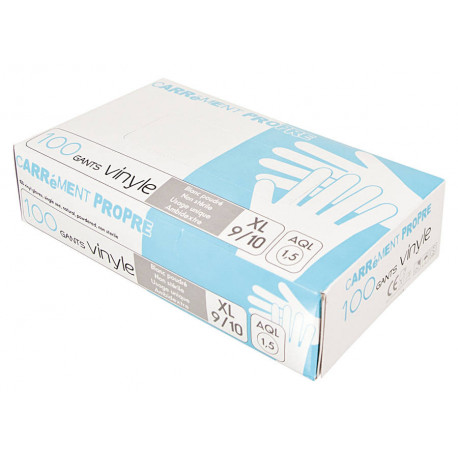 Gant en vinyle poudré blanc taille XL x 100