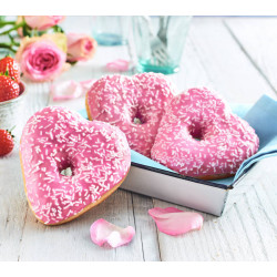 Donut en forme de coeur avec glaçage rose et vermicelle de sucre blanc 52 g