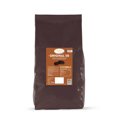 Chocolat de couverture noir 58 % en palets 10 kg