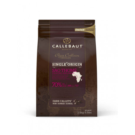 Chocolat de couverture noir Sao Thomé 70% cacao callets 2,5 g
