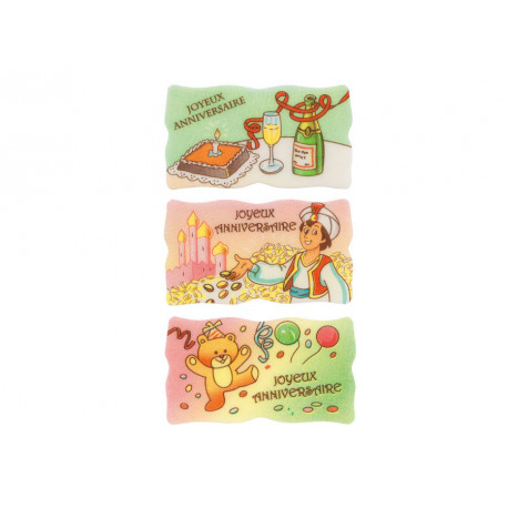 Rectangle en azyme Joyeux Anniversaire 85 x 50 mm x 50