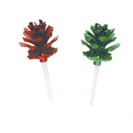Pomme de pin vert/rouge x 100