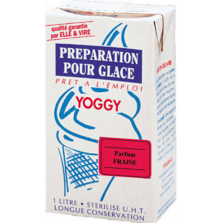 Préparation UHT pour glace au lait Yoggy fraise 1 L