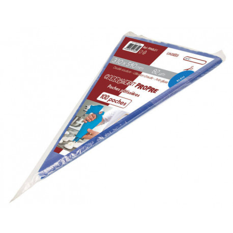 Poche pâtissière PEBD 310 x 540 mm bleu x 100