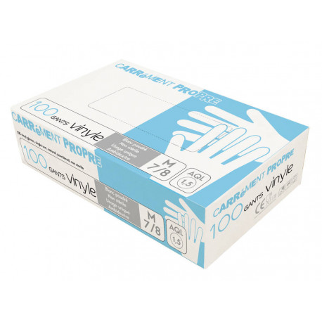 Gant en vinyle poudré blanc taille M x 100