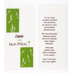 Sac à pain paraffiné vert 150+ 50 x 350 mm x 250