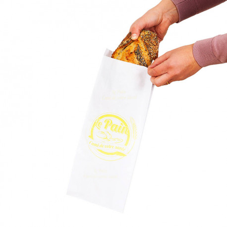 Sac à pain coupé 30 x 360 mm kraft blanc-jaune x 250