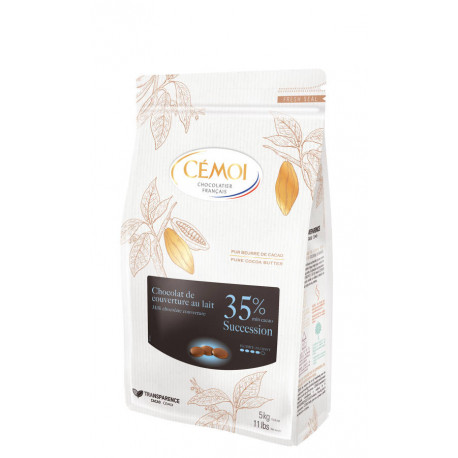 Chocolat de couverture au lait 35 % en palets 5 kg