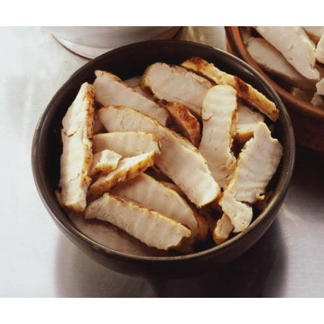 Émincé de filet de poulet rôti halal IQF 2,5 kg