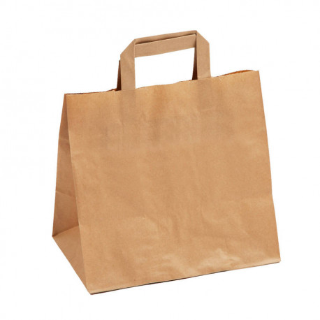 Sac cabas 320/150 x 430 mm kraft brun poignées plates x 250