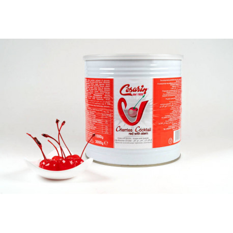 Cerise cocktail rouge avec queue au sirop 3kg