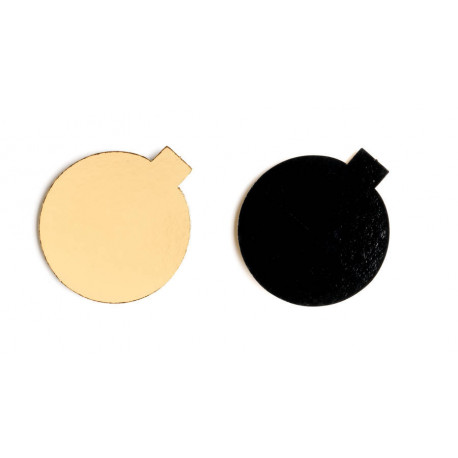Rond en carton or-noir avec languette D 80 mm x 200