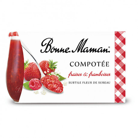 Compote fraises-framboises à la fleur de sureau 2 x 130 g