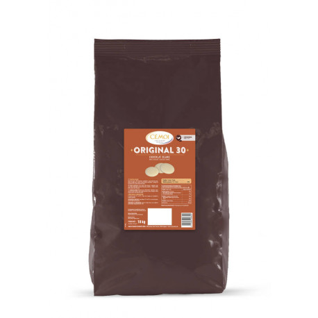 Chocolat de couverture blanc 30 % en palets 10 kg