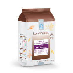 Chocolat de couverture noir 72 % cacao en palets 5 kg