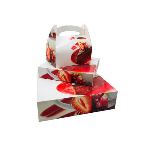 Boîte pâtissière passe partout chocolat fraise 25 x 25 x 8 cm x 50