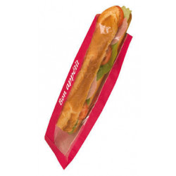 Sac à sandwich rouge à fenêtre 100 + 40 x 340 mm x 1000