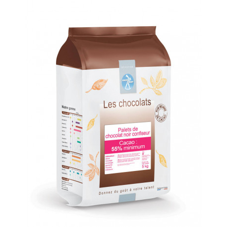 Chocolat de couverture noir 55 % cacao en palets 5 kg