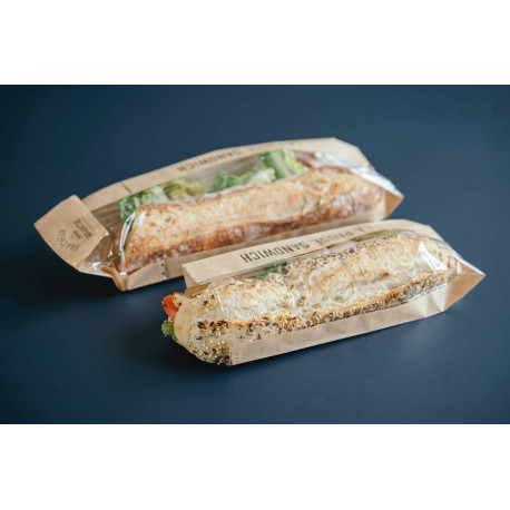 Sac à sandwich fraicheur kraft ingraissable à fenêtre 100 + 40 x 360 mm x 1000