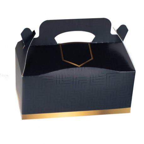 Boîte pâtissière à poignée premium noire Ma Patisserie 18 x 10 x 8 cm x 50