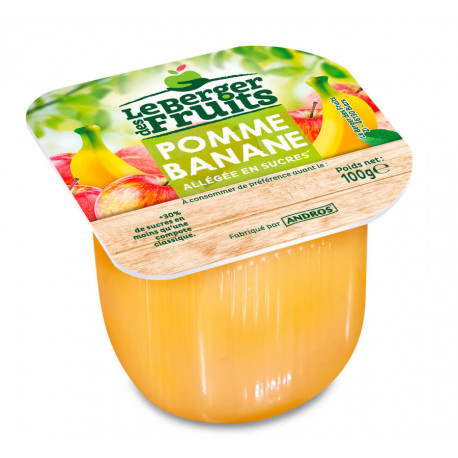 Compote de pommes-bananes allégée en sucres - 30% 100 g x 72