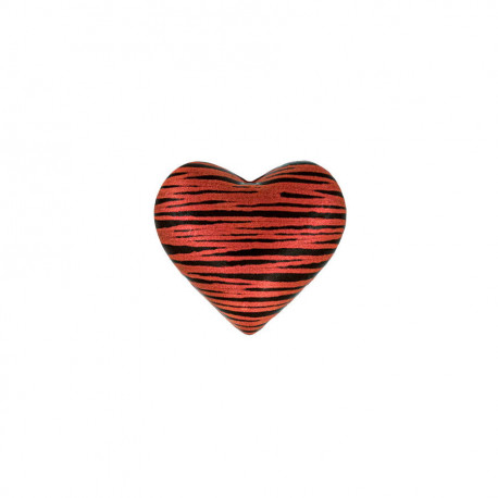 Coeur rayé rouge 3D en chocolat noir décoré 391g