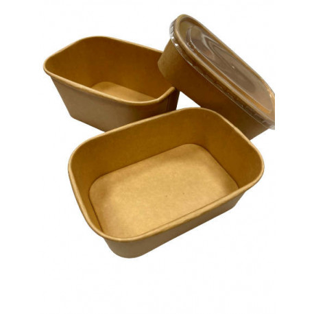 Couvercle barquette rectangulaire kraft 500/650/750 et 1000 ml x 50