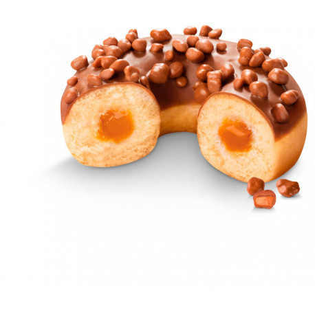 Patisserie garnit fourrage caramel avec glacage cacao et daims 68 g