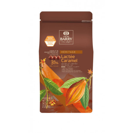 Chocolat de couverture lait 31,1 % cacao Lactée Caramel 5 kg