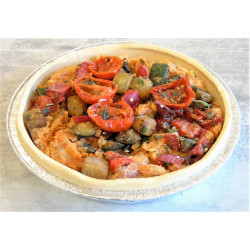Tarte provencale garnie d'oignons, de tomates et de légumes crue 200 g x 22