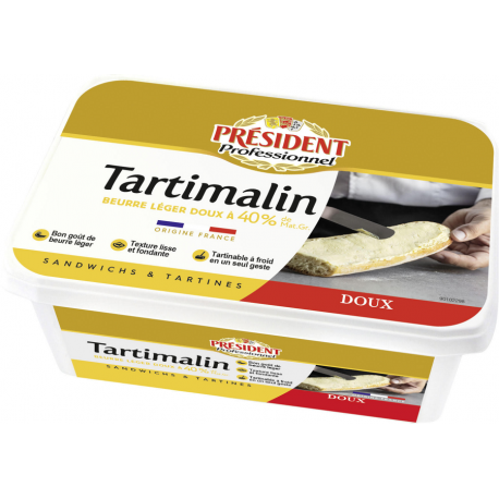 Beurre doux léger 40 % MG Tartimalin 1 kg